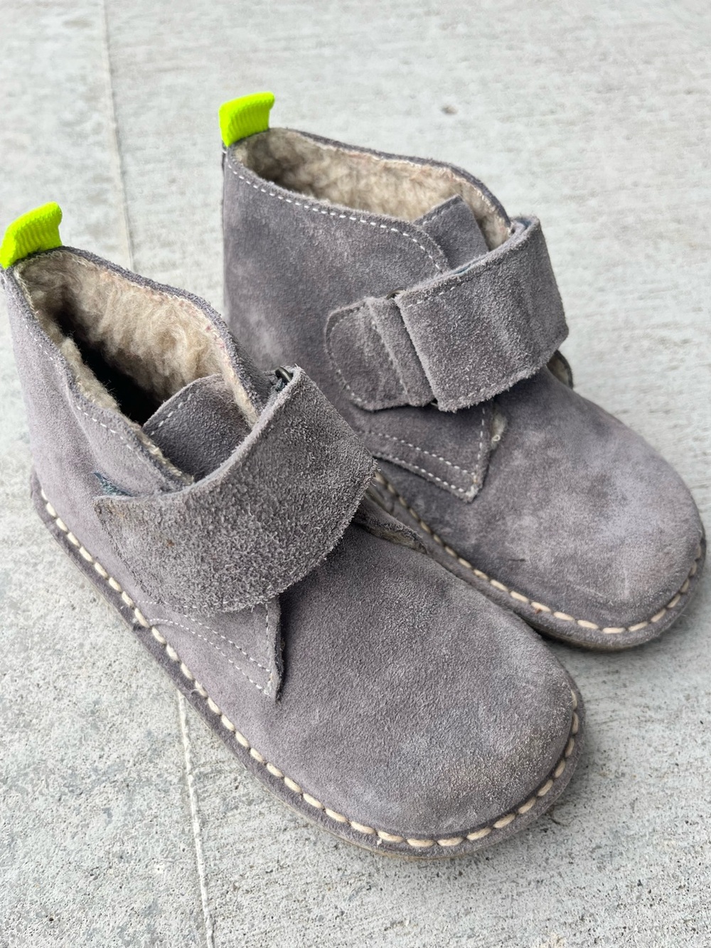 Mini Boden - Kids Gray Suede Winter Ankle Boots with Fleece Lining